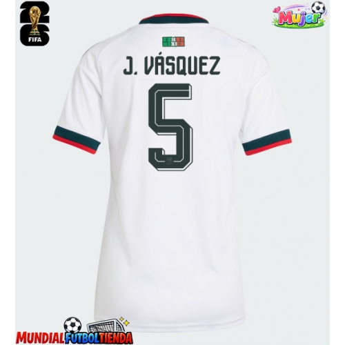 Camiseta México Johan Vasquez #5 Segunda Equipación Replica Mundial 2026 para mujer mangas cortas